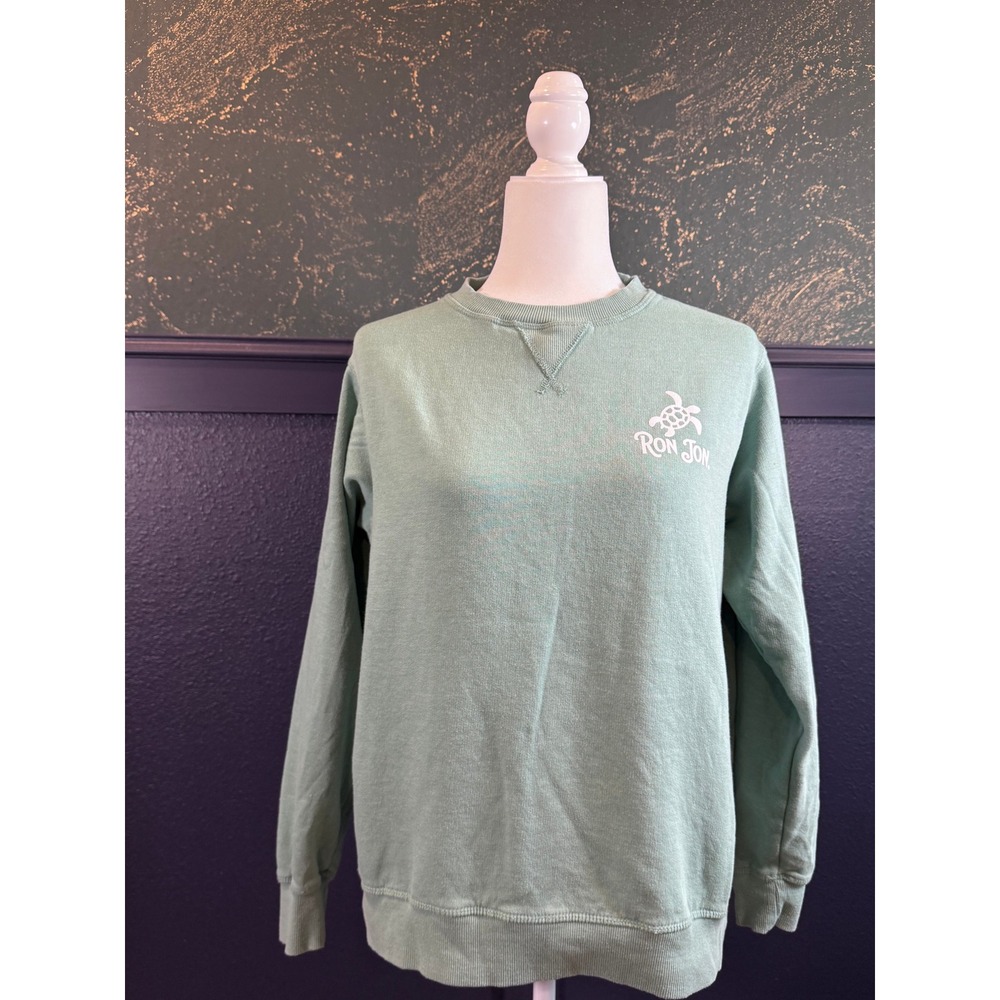 Ron Jon Sweatshirt Mint Green Panama City Beach Turtle Graphic Crewneck Small